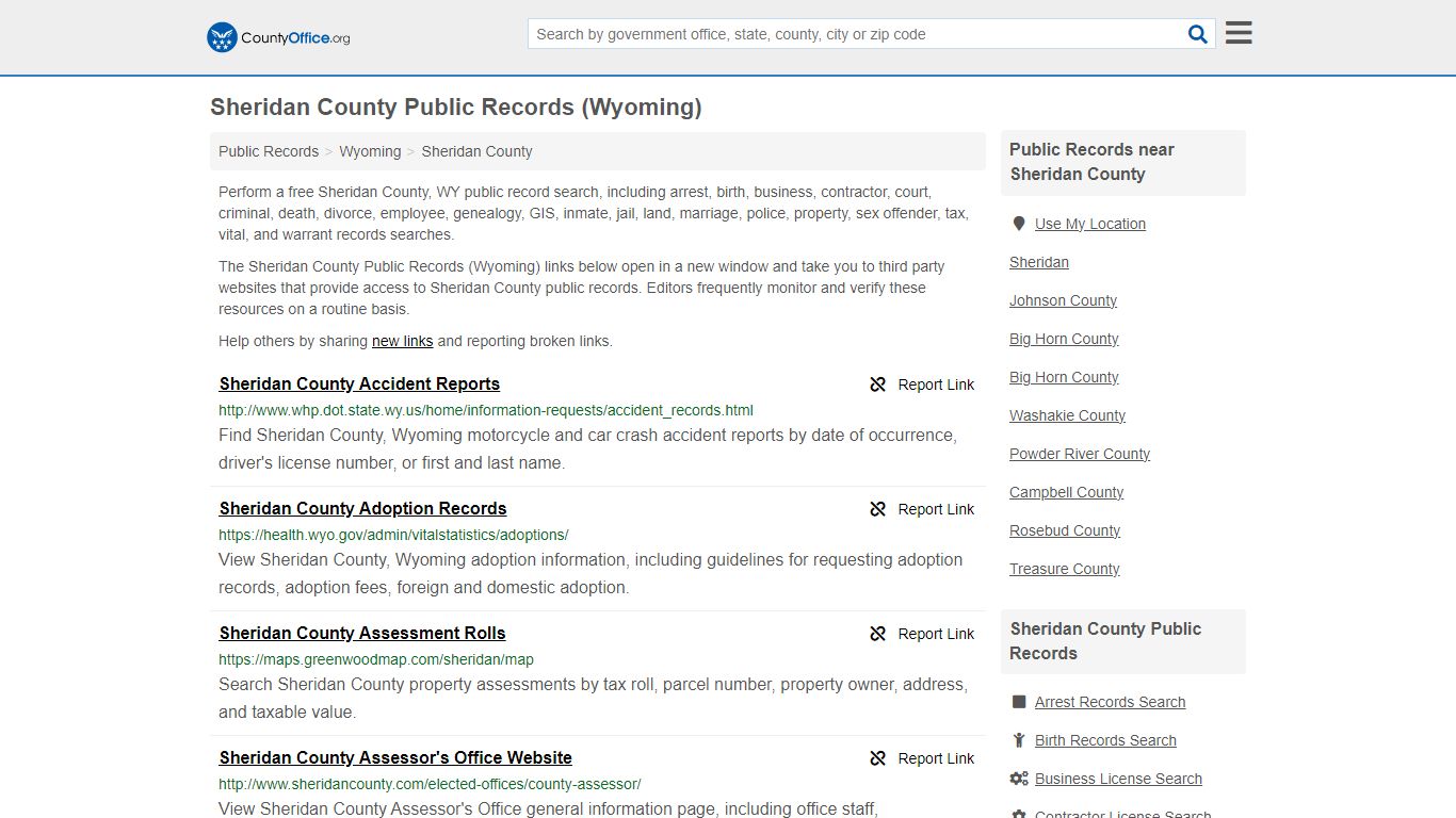 Sheridan County Public Records (Wyoming) - County Office